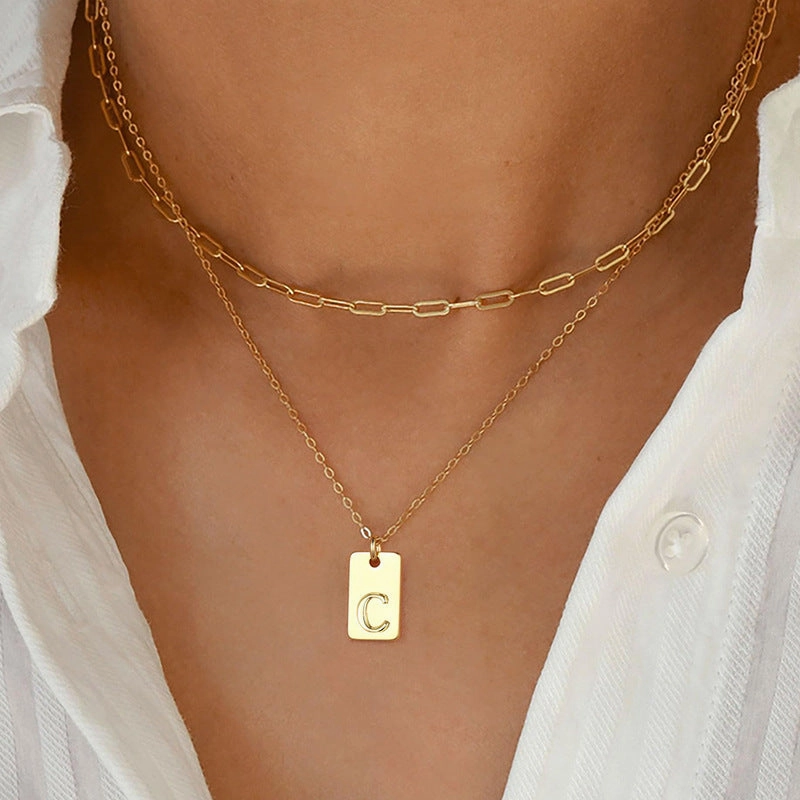 Wholesale English Letter Multi-layer Stainless Steel Necklaces