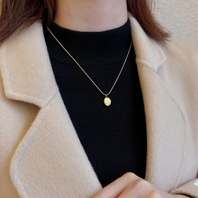 Wholesale English Letter Oval Brand Titanium Steel Non-fading Necklace Clavicle Chain