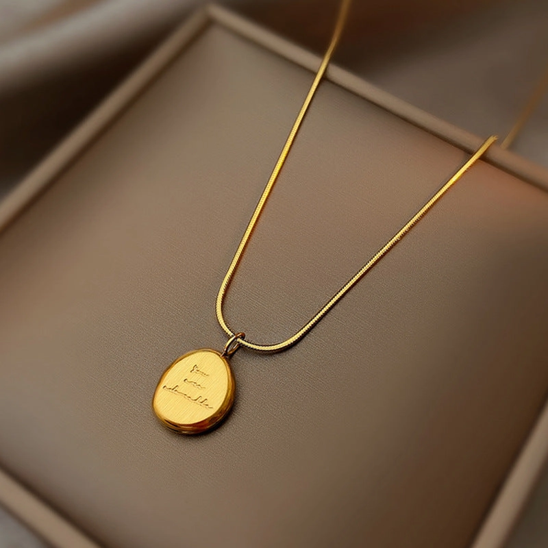Wholesale English Letter Oval Brand Titanium Steel Non-fading Necklace Clavicle Chain