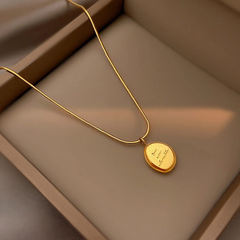 Wholesale English Letter Oval Brand Titanium Steel Non-fading Necklace Clavicle Chain