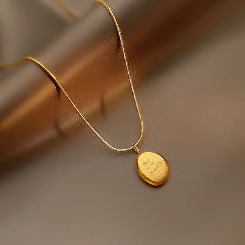 Wholesale English Letter Oval Brand Titanium Steel Non-fading Necklace Clavicle Chain