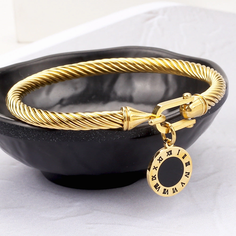 Wholesale English Letters Horseshoe Buckle Stainless Steel Bracelet