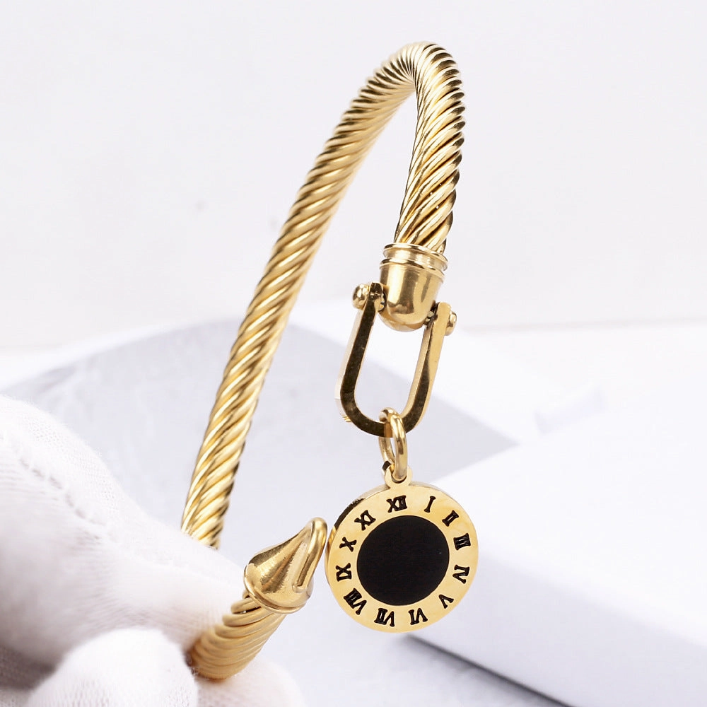 Wholesale English Letters Horseshoe Buckle Stainless Steel Bracelet