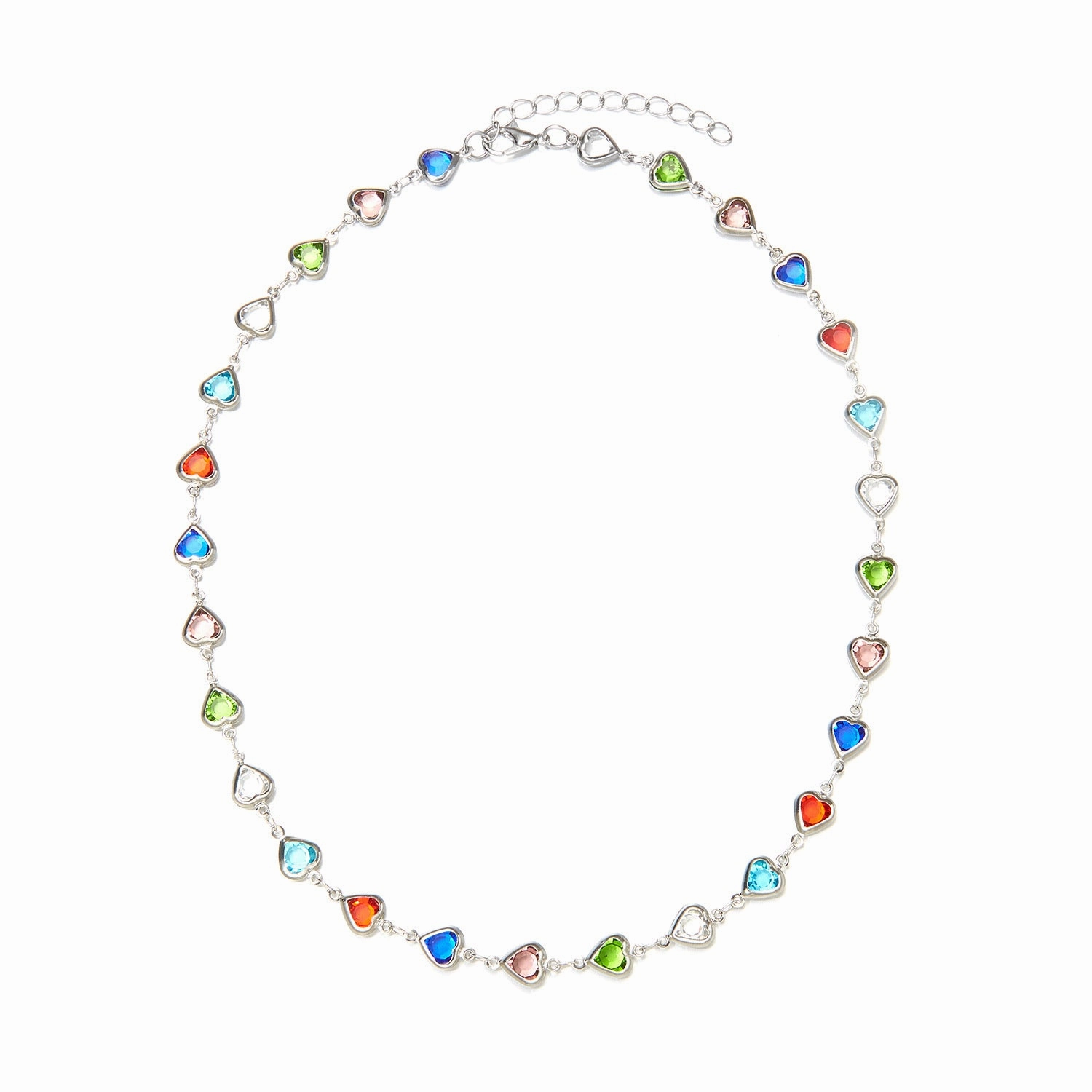 Wholesale Ethnic Heart Heart Glass Diamond Beaded Alloy Necklace