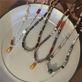 Wholesale Ethnic Metal Agate Beads Necklaces