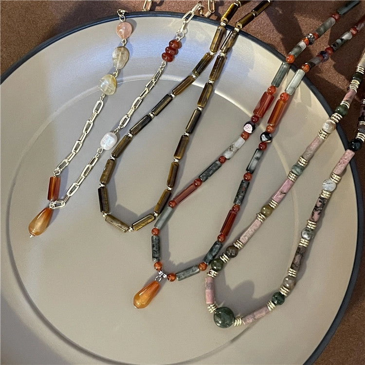 Wholesale Ethnic Metal Agate Beads Necklaces