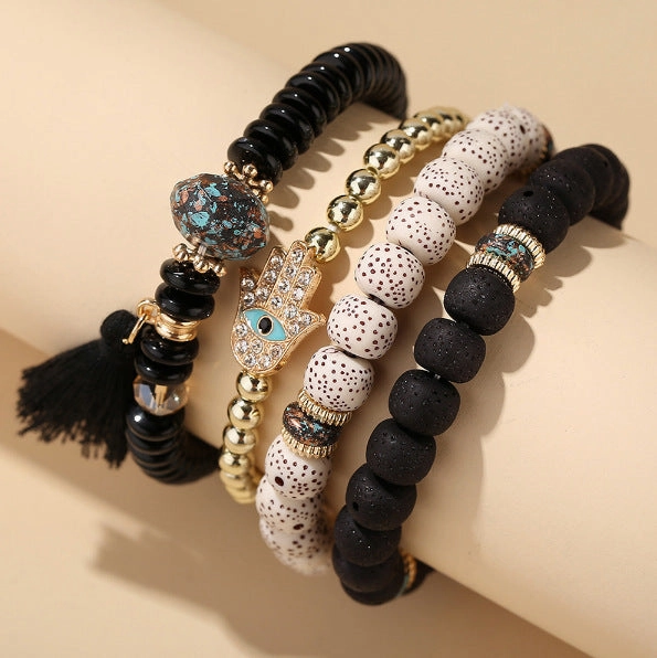 Wholesale Ethnic Multilayer Linden Beaded Alloy Bracelet