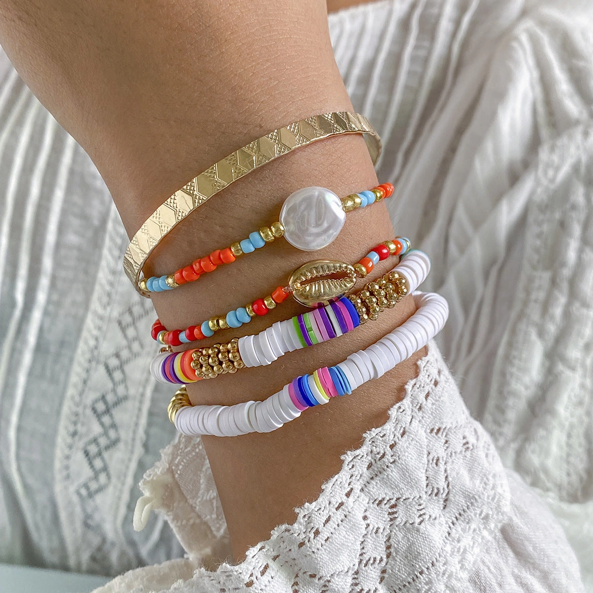 Wholesale Ethnic Soft Pottery Braided Alloy Bracelet