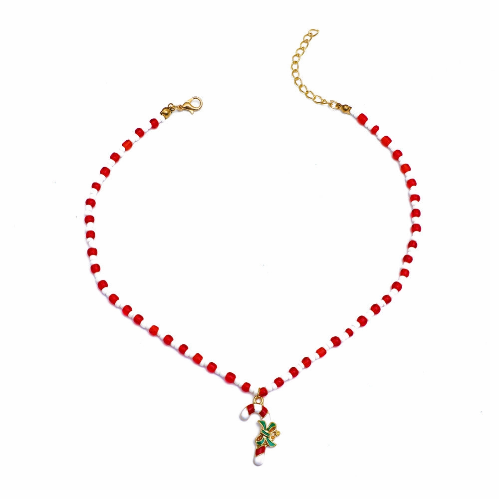 Wholesale Ethnic Style Christmas Handmade Beaded Necklace Clavicle Chain