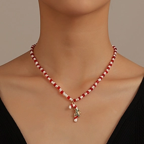 Wholesale Ethnic Style Christmas Handmade Beaded Necklace Clavicle Chain