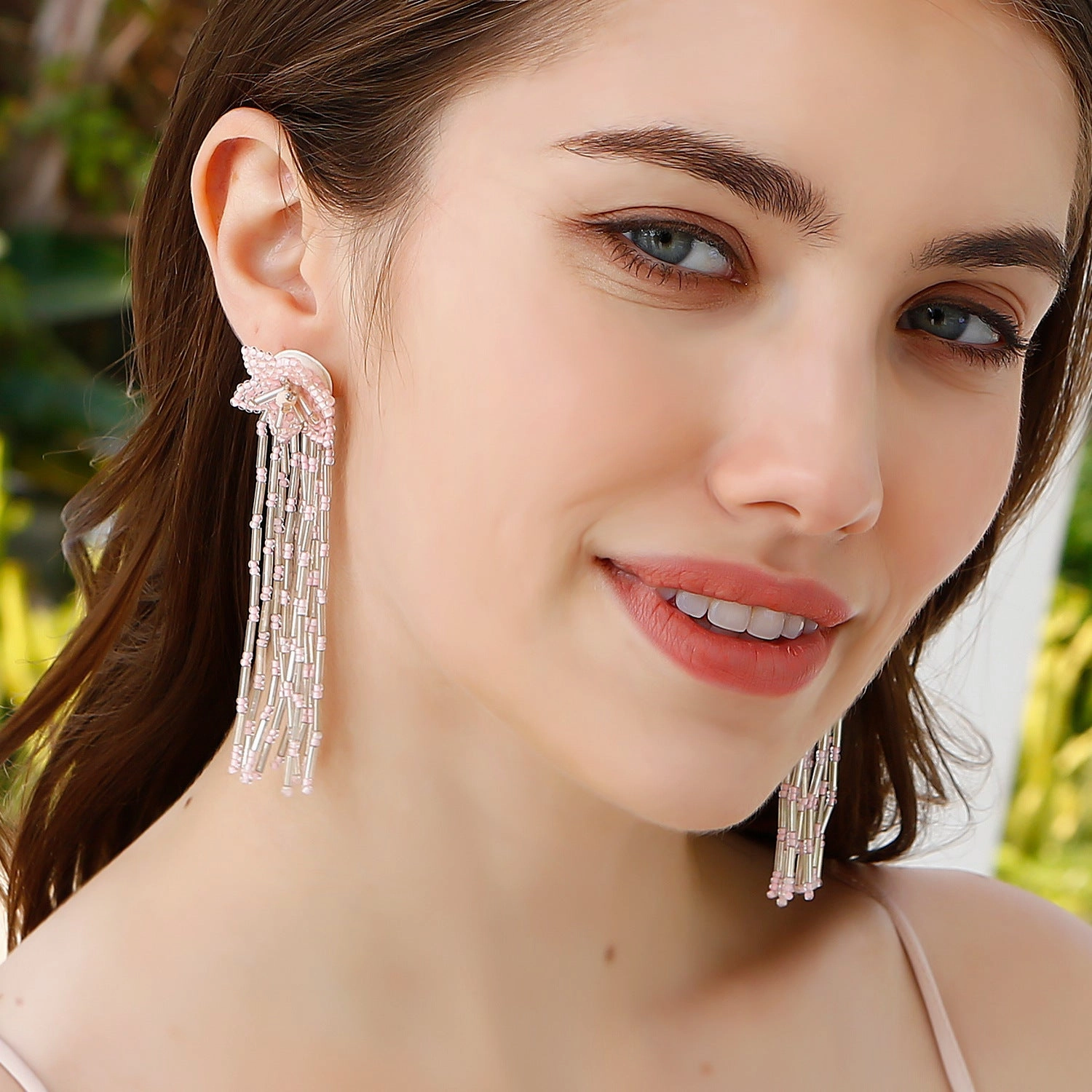 Wholesale Ethnic Style Handwoven Rice Bead Tassel Earrings