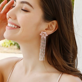Wholesale Ethnic Style Handwoven Rice Bead Tassel Earrings