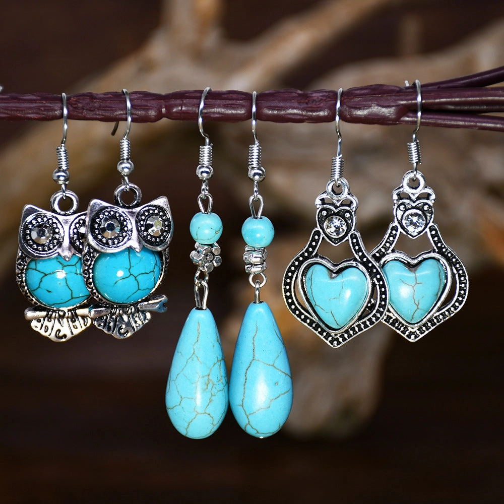 Wholesale Ethnic Style Owl Animal Flower Color Alloy Earrings