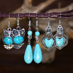 Wholesale Ethnic Style Owl Animal Flower Color Alloy Earrings