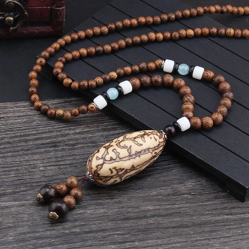Wholesale Ethnic Style Pendant Bodhi Pendant Wooden Bead Necklace