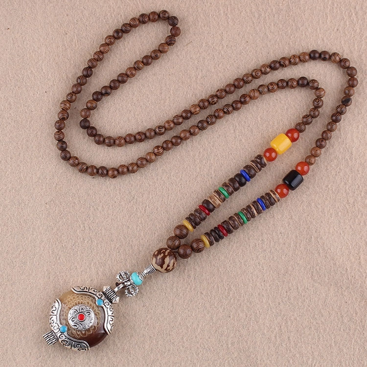 Wholesale Ethnic Style Pendant Bodhi Pendant Wooden Bead Necklace