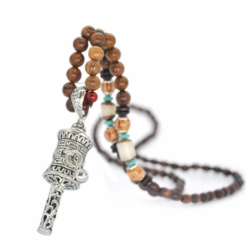 Wholesale ethnic style sweater chain handmade long wooden bead string