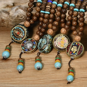 Wholesale ethnic style sweater chain handmade long wooden bead string