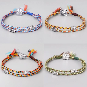 Wholesale Ethnic Wind Buddha Head Cotton Thread Bracelet