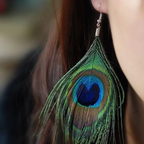 Wholesale Ethnic Wind Peacock Feather Earrings