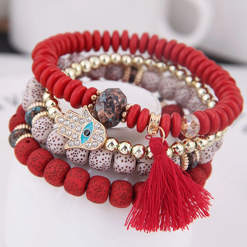 Wholesale Evil Blue Eyes Tassel Alloy Bracelet