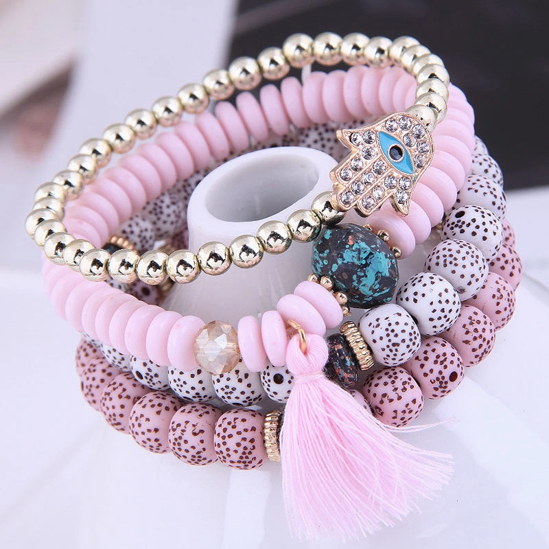 Wholesale Evil Blue Eyes Tassel Alloy Bracelet