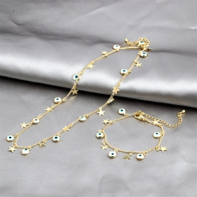 Wholesale Evil Eye Bracelet Evil Eye Star Pendant Copper Necklace Set