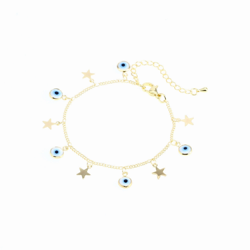 Wholesale Evil Eye Bracelet Evil Eye Star Pendant Copper Necklace Set