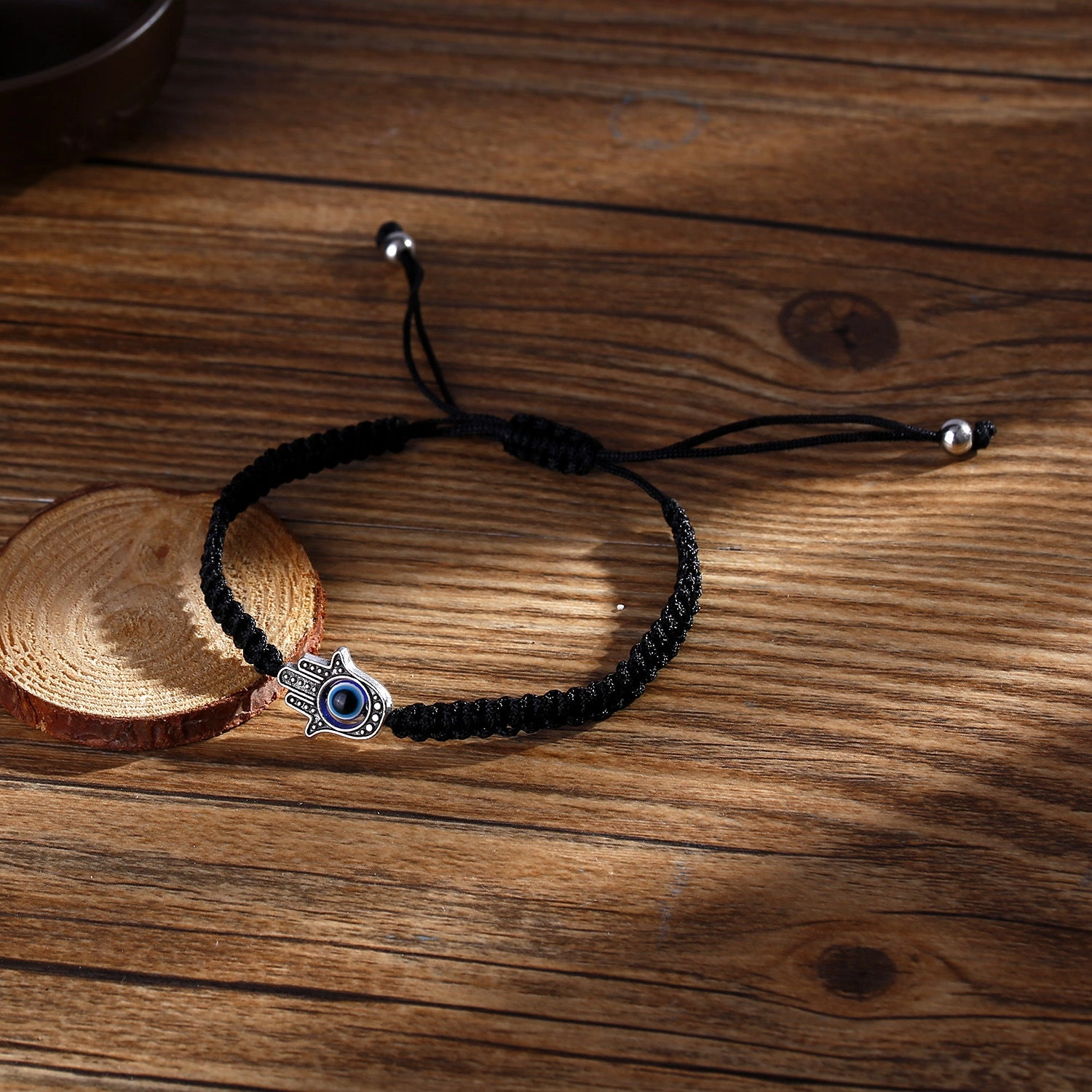Wholesale Evil Eye Hand Palm Blue Eyes Red Rope Braid Adjustable Alloy Bracelet