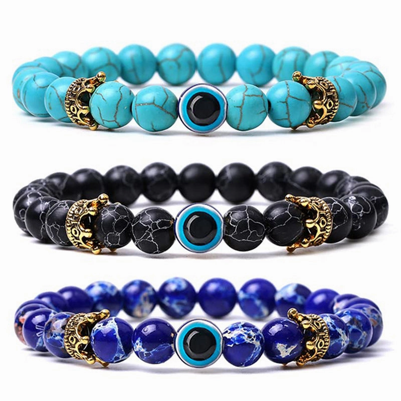 Wholesale Evil Eye Natural Turquoise Crown Bracelet