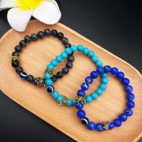 Wholesale Evil Eye Natural Turquoise Crown Bracelet