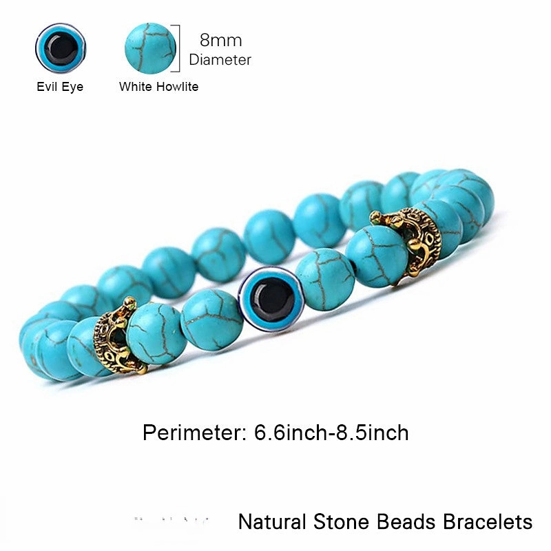 Wholesale Evil Eye Natural Turquoise Crown Bracelet