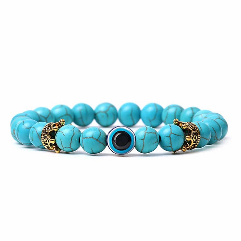 Wholesale Evil Eye Natural Turquoise Crown Bracelet