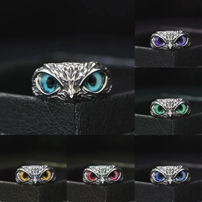 Wholesale Evil Eye Owl Retro Exaggerated Open Adjustable Ring