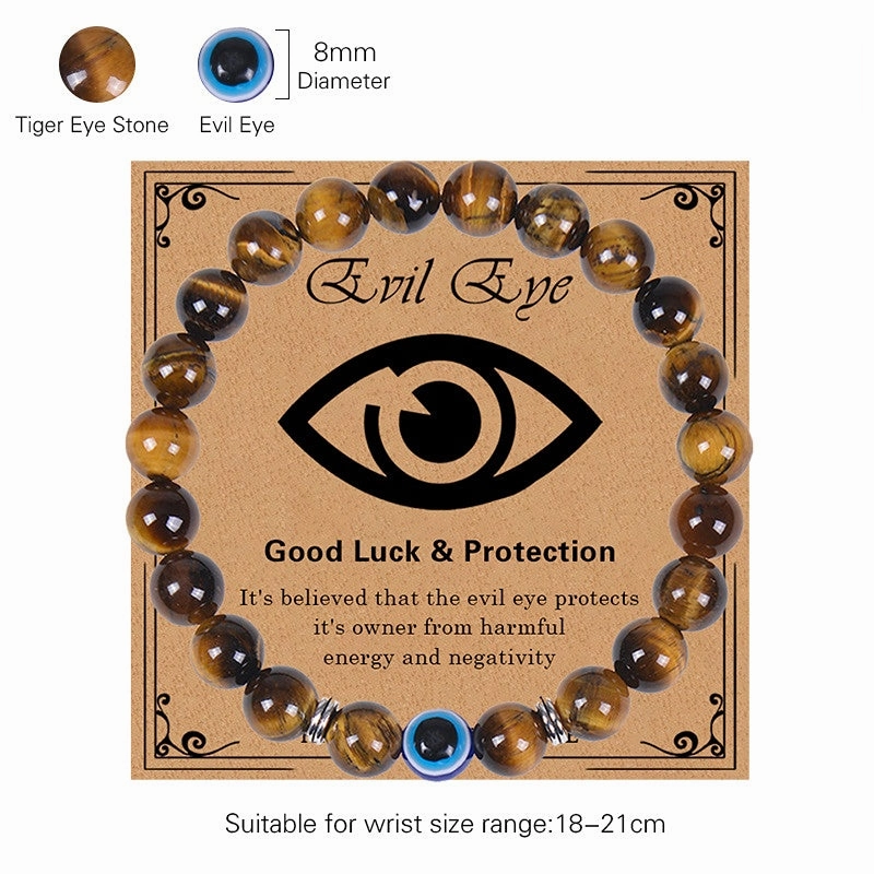 Wholesale Evil Eye Tiger Eye Beaded Bracelets