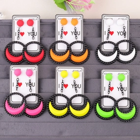 Wholesale Exaggerated Candy Color Three-Dimensional Crescent Acrylic Earrings
