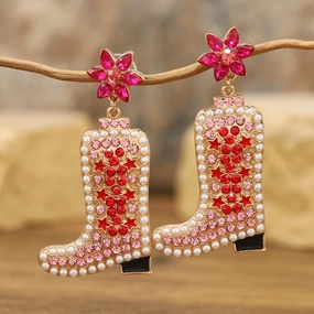 Wholesale Exaggerated Colored Diamond Boots, Alloy Drop Oil Inlaid Pearl Earrings