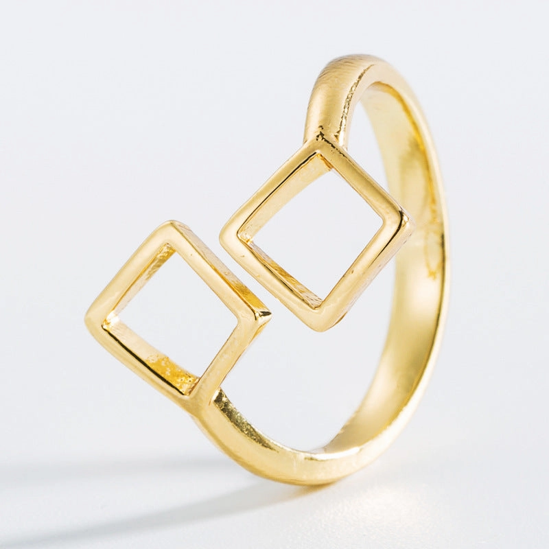 Wholesale  Exaggerated Devil's Eye Shape Dripping Oil Opening Solid Copper Gold-plated Ring