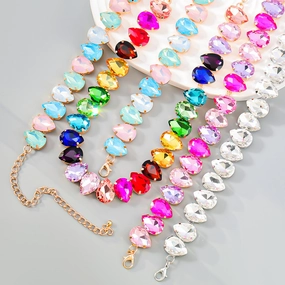 Wholesale Exaggerated Drop-shaped Glass Diamond Necklace
