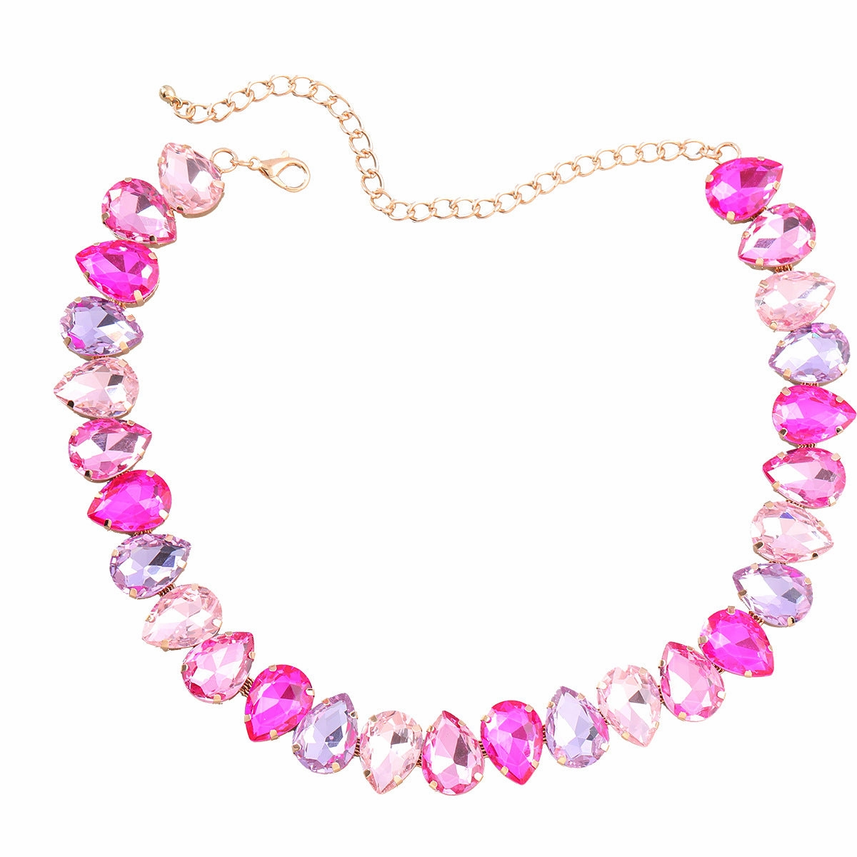 Wholesale Exaggerated Drop-shaped Glass Diamond Necklace