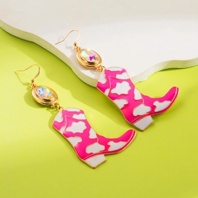 Wholesale Exaggerated earrings cowboy boots oil drip diamond multi-layer earrings