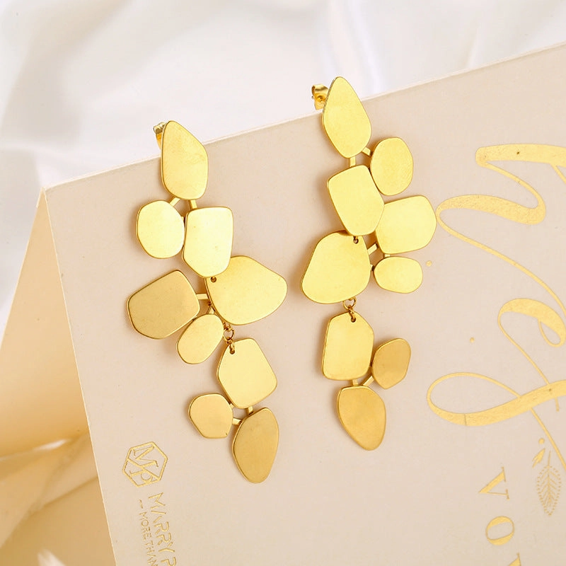 Wholesale Exaggerated Earrings Light Luxury Retro European and American Stainless Steel Earrings