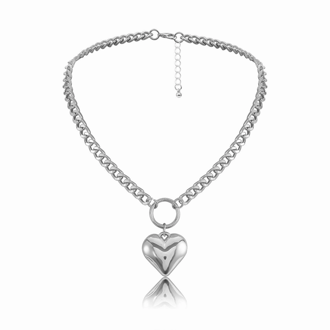 Wholesale Exaggerated Geometric Heart-shaped Metal Necklaces