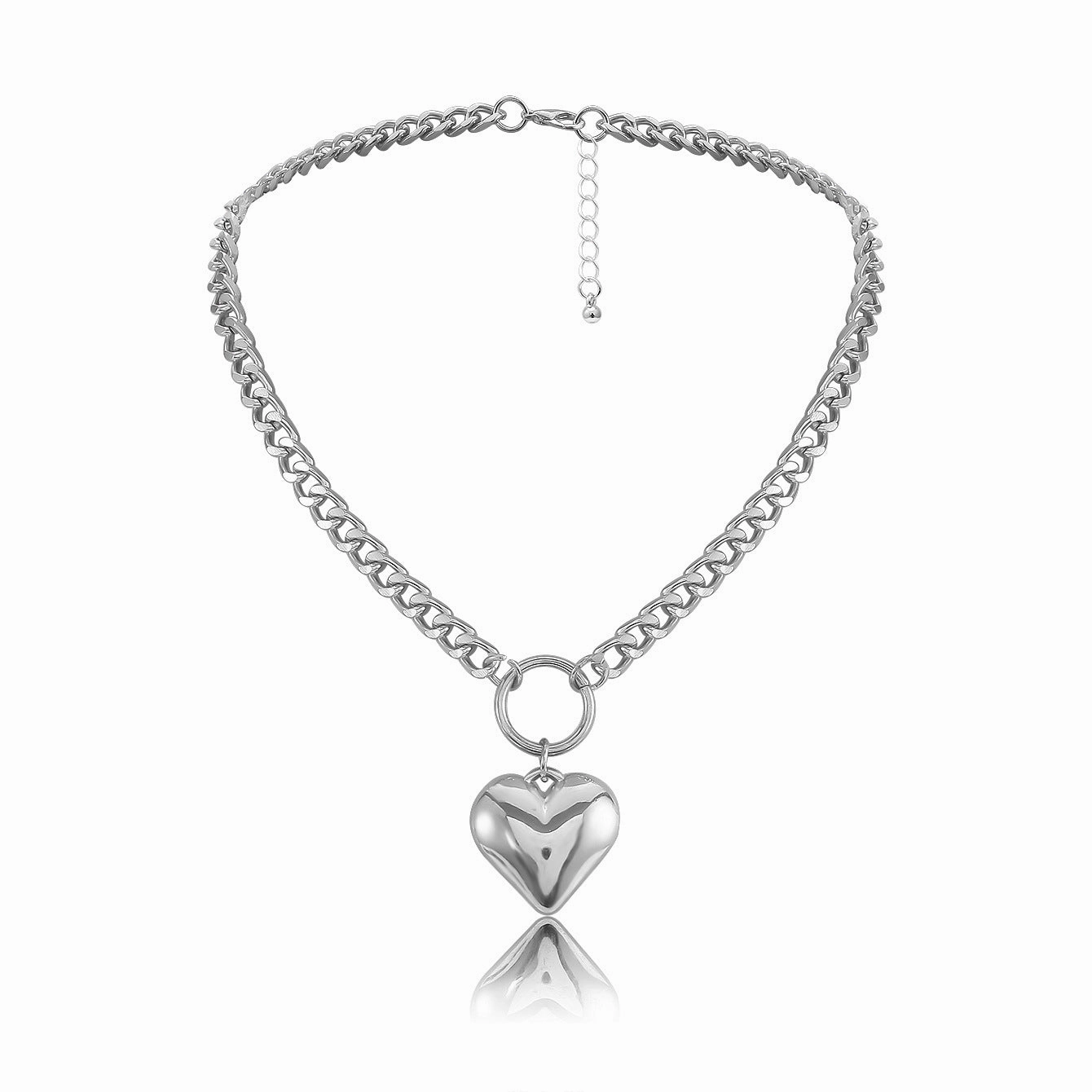 Wholesale Exaggerated Geometric Heart-shaped Metal Necklaces