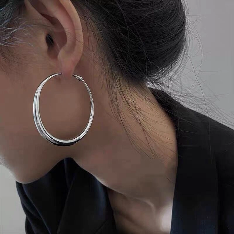 Wholesale Exaggerated Large Hoop 925 Silver Needle Earrings