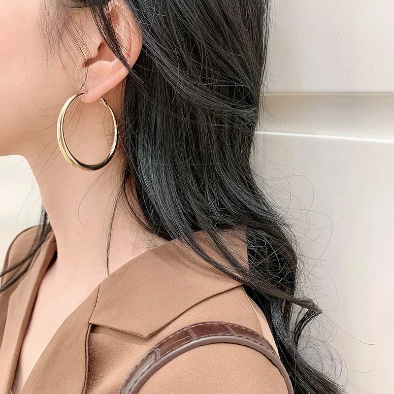 Wholesale Exaggerated Large Hoop 925 Silver Needle Earrings