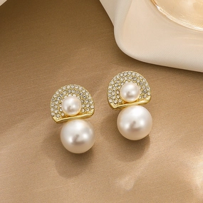 Wholesale Exaggerated Large Pearls French Earrings