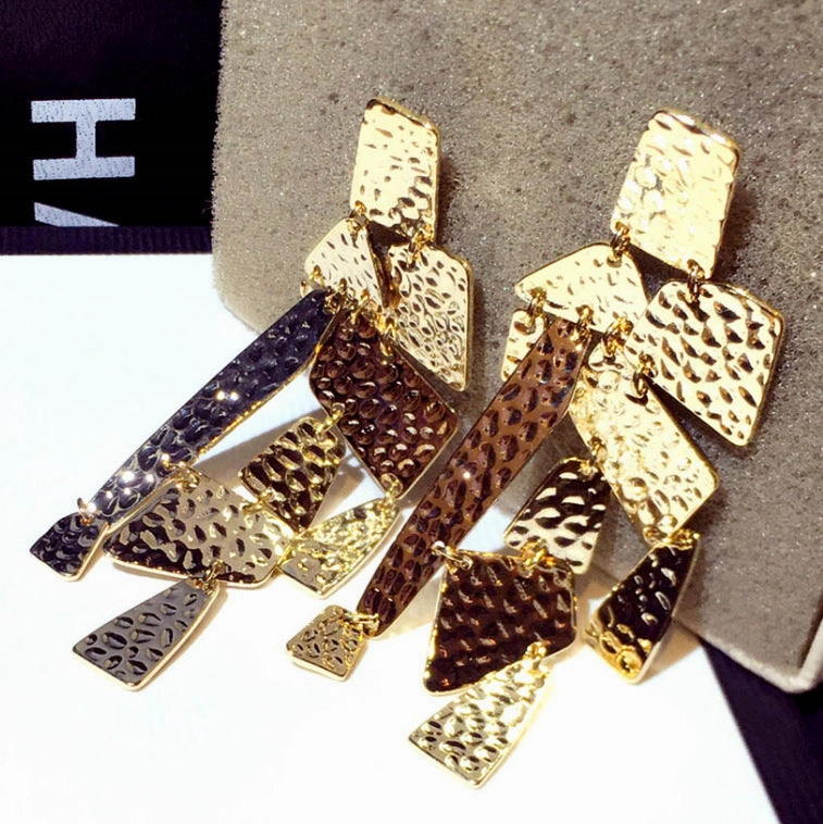 Wholesale Exaggerated Long Geometric Copper Stud Earrings