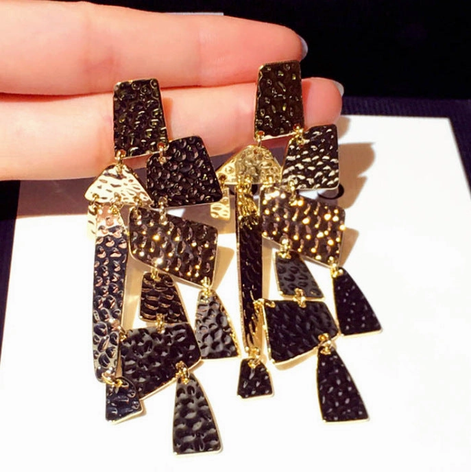 Wholesale Exaggerated Long Geometric Copper Stud Earrings
