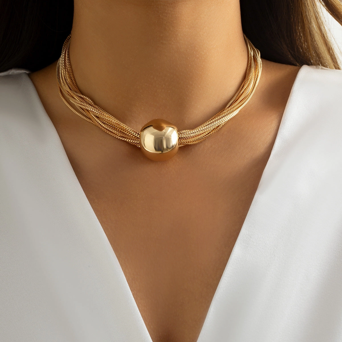 Wholesale Exaggerated Metal Ball Necklaces
